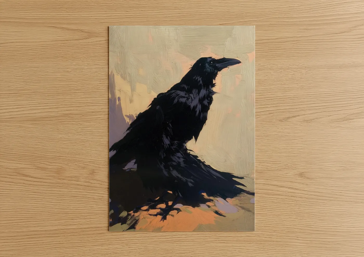 Black Raven Portrait Warm Sunset Wall Art