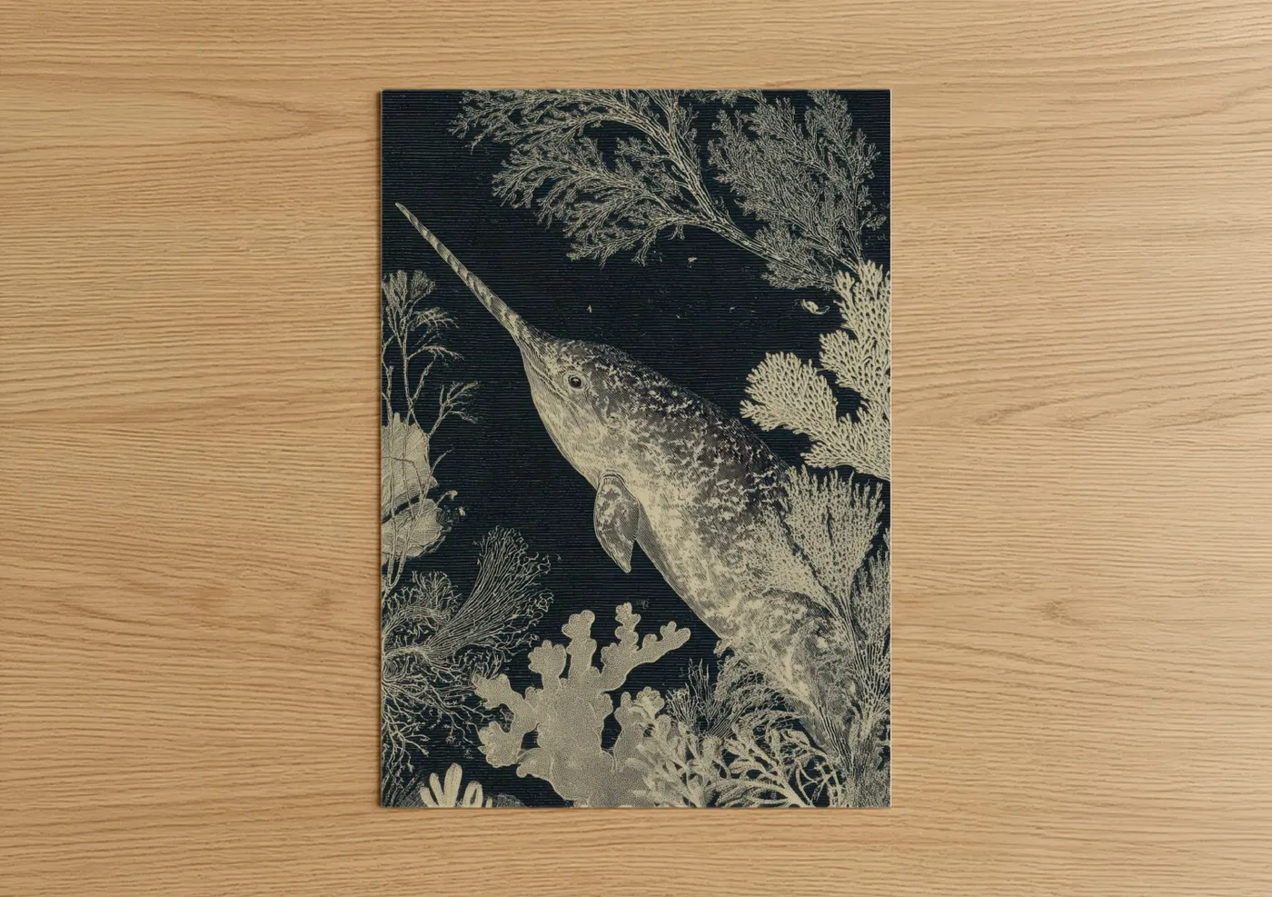 Narwhal Deep Sea Engraving Art Print Wall Art