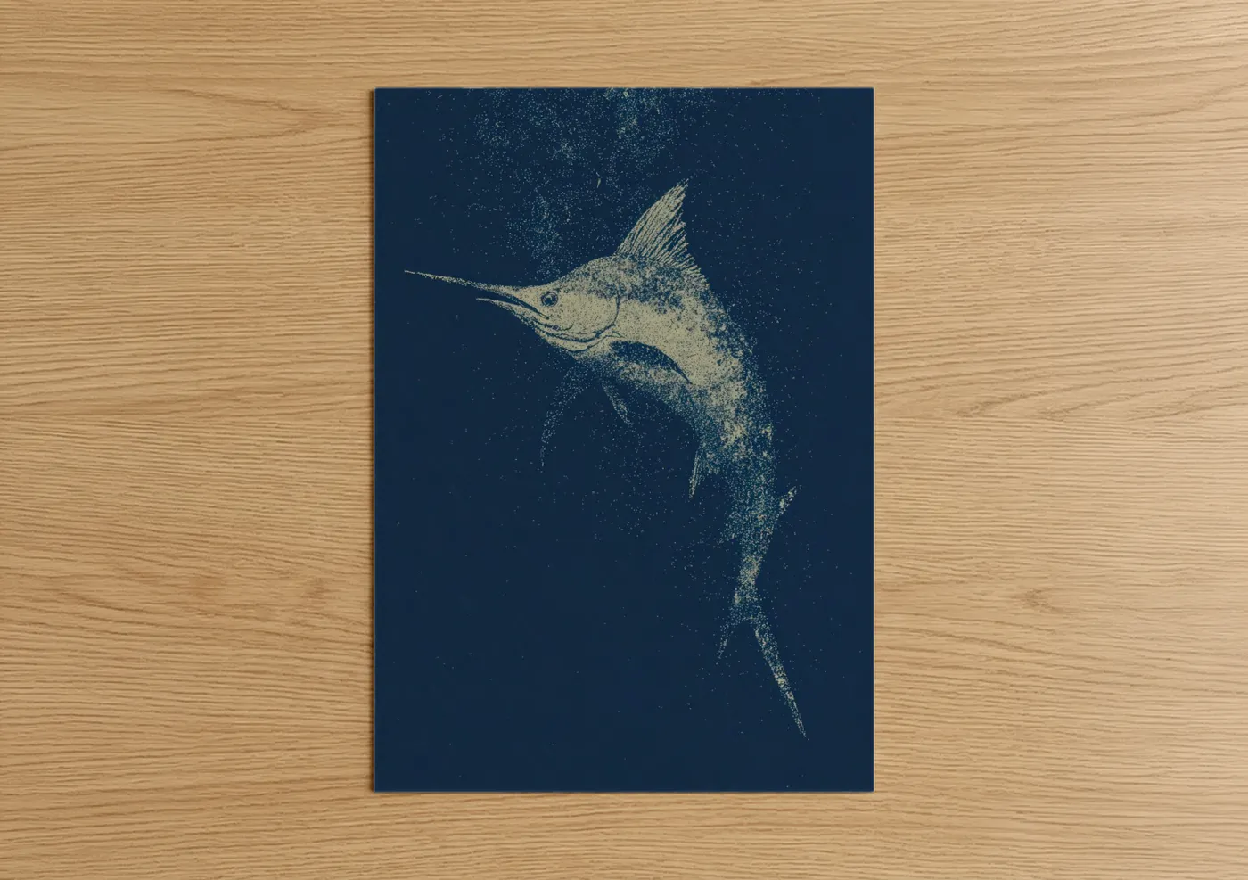 Golden Blue Marlin Particle Wall Art