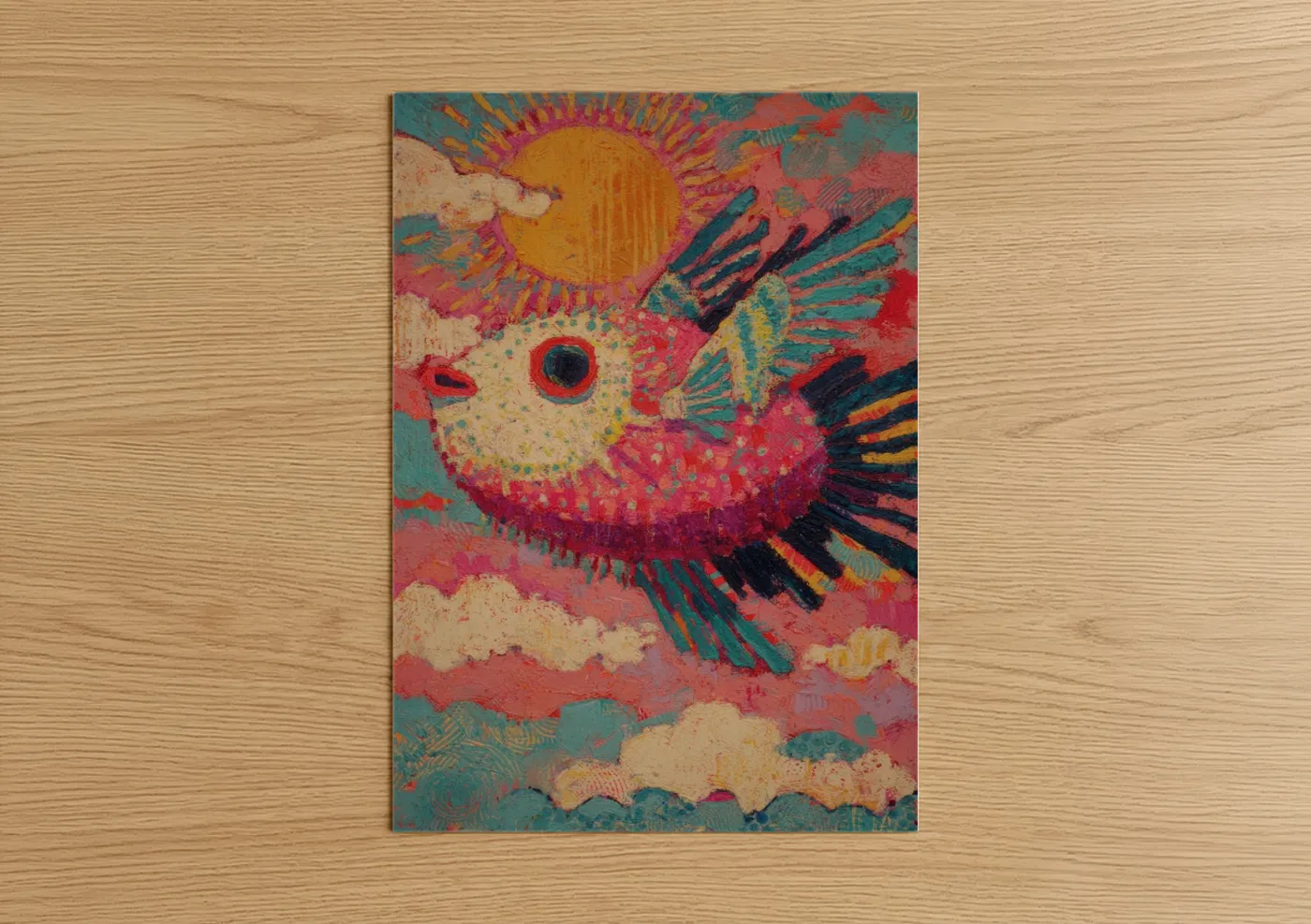 Cosmic Puffer Fish Vibrant Wall Art
