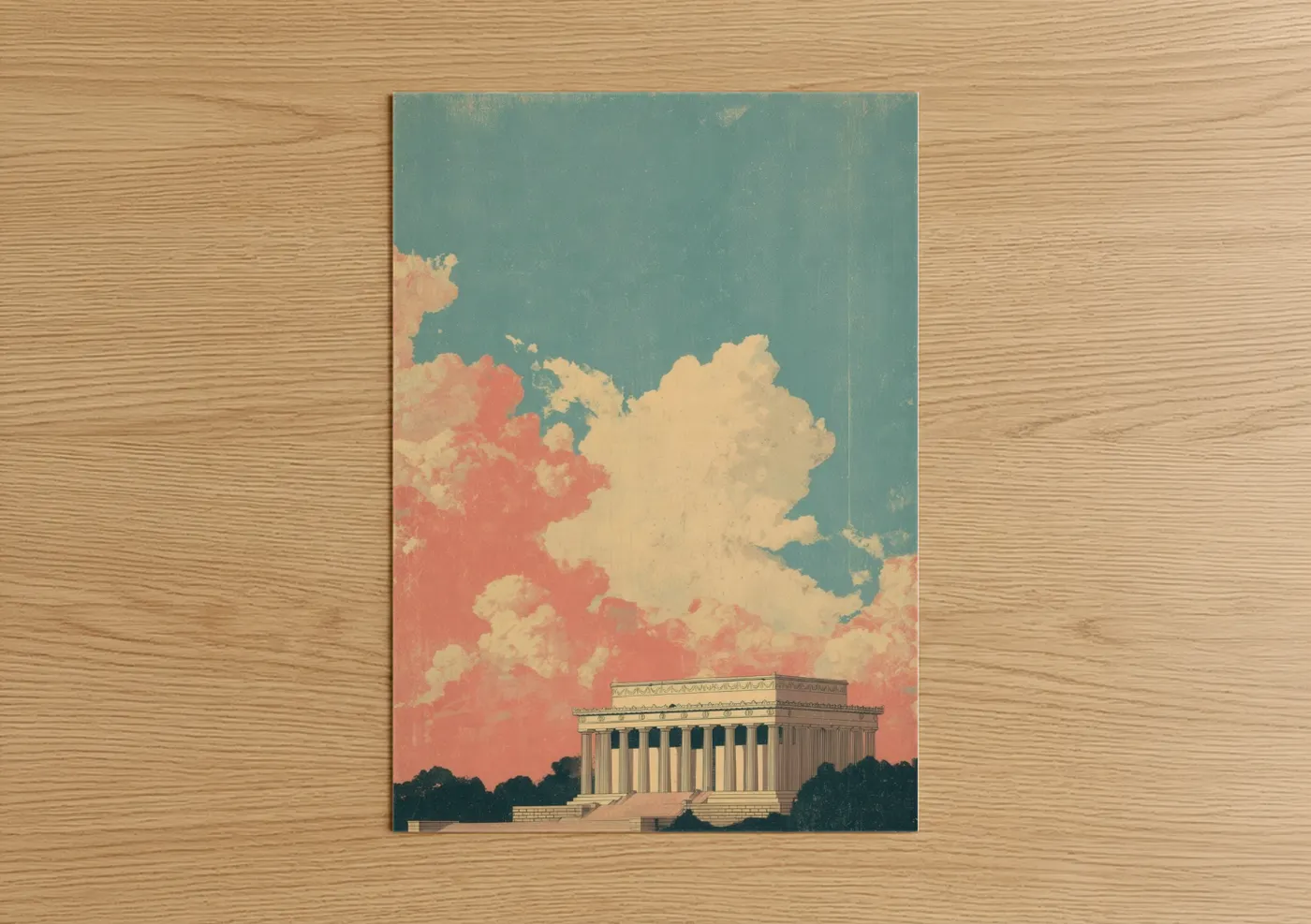 Lincoln Memorial Vintage Sunset Wall Art