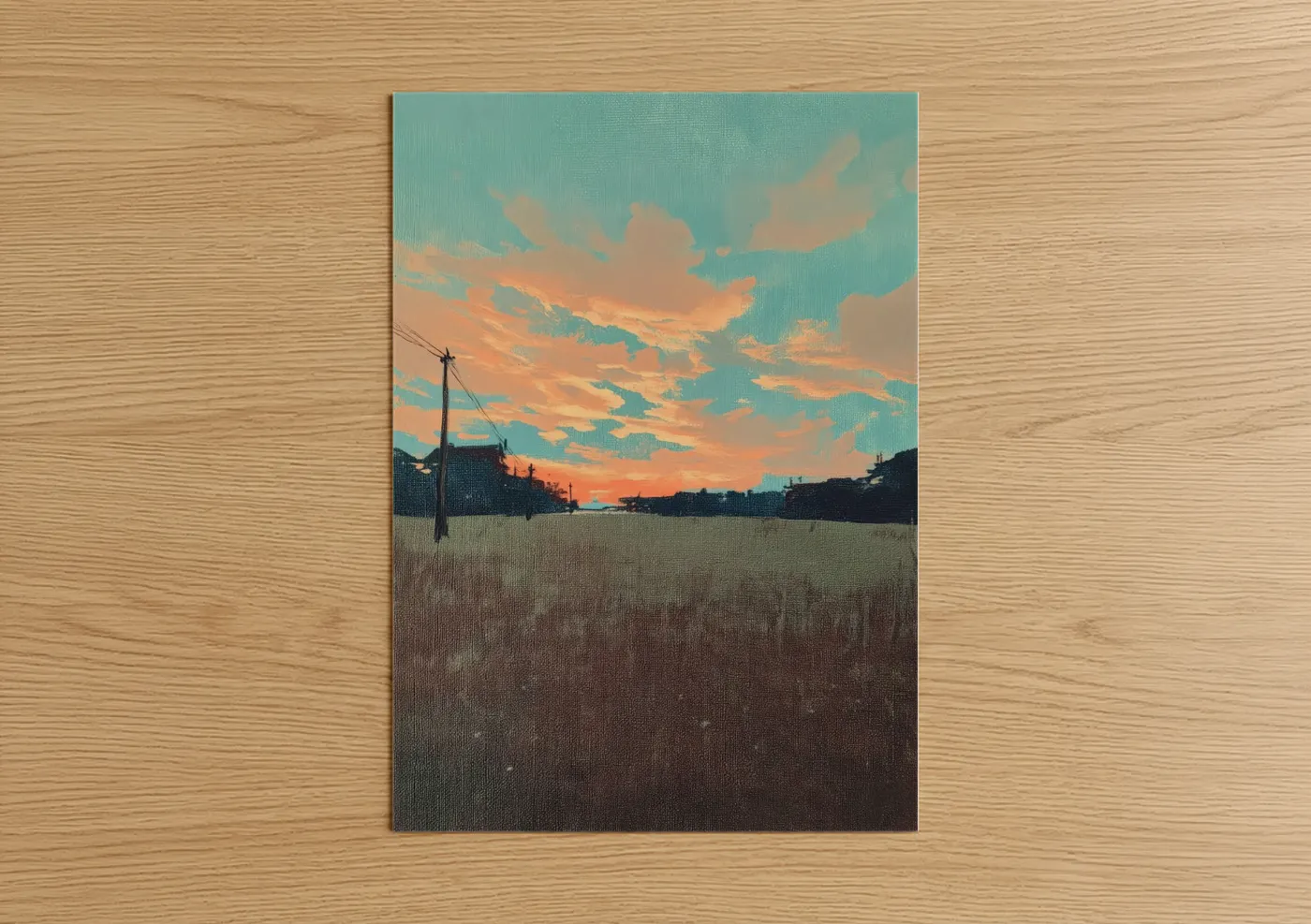 Rural Sunset Landscape Painting Wall Art