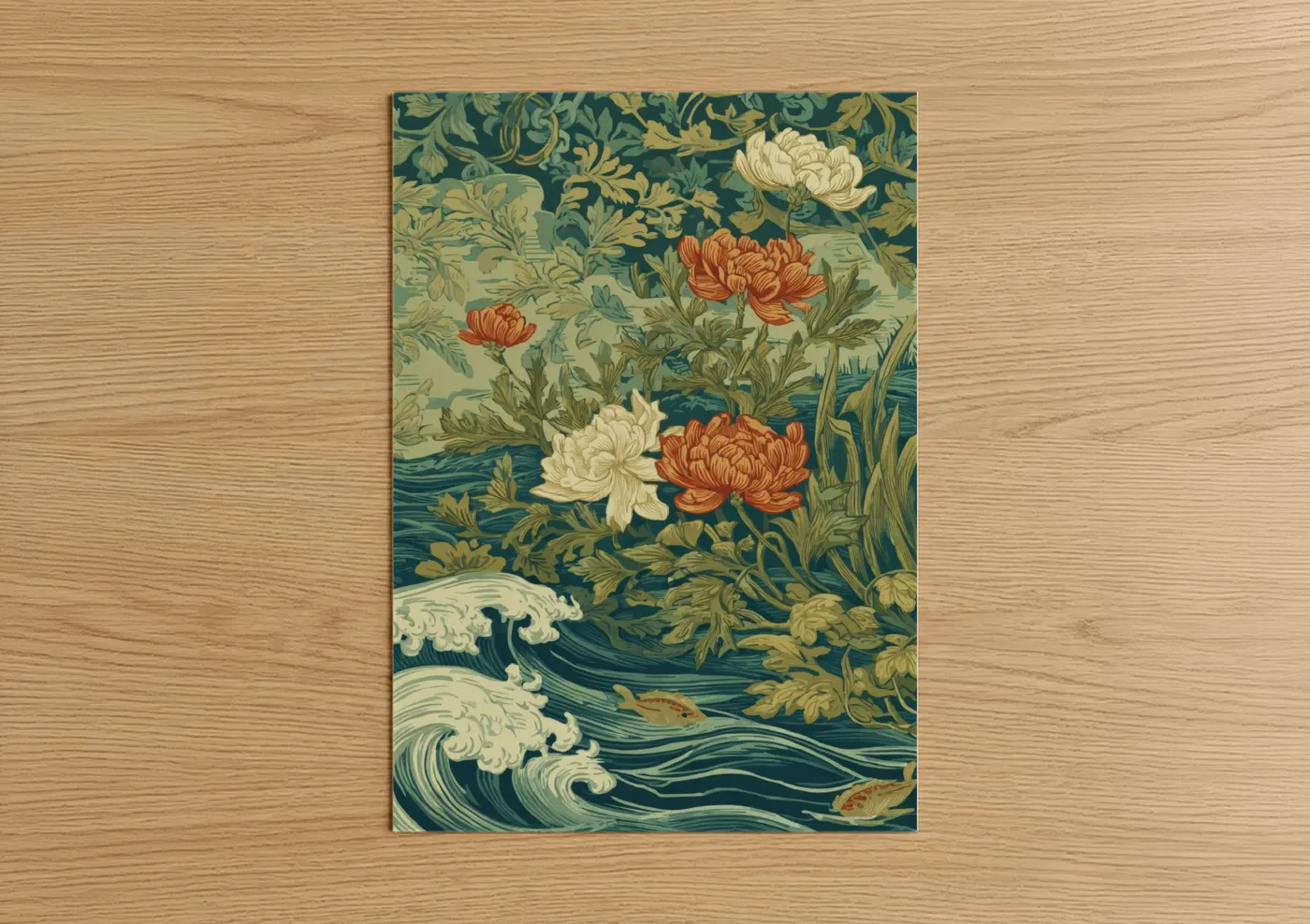 Ornamental Lake Garden Floral Wall Art