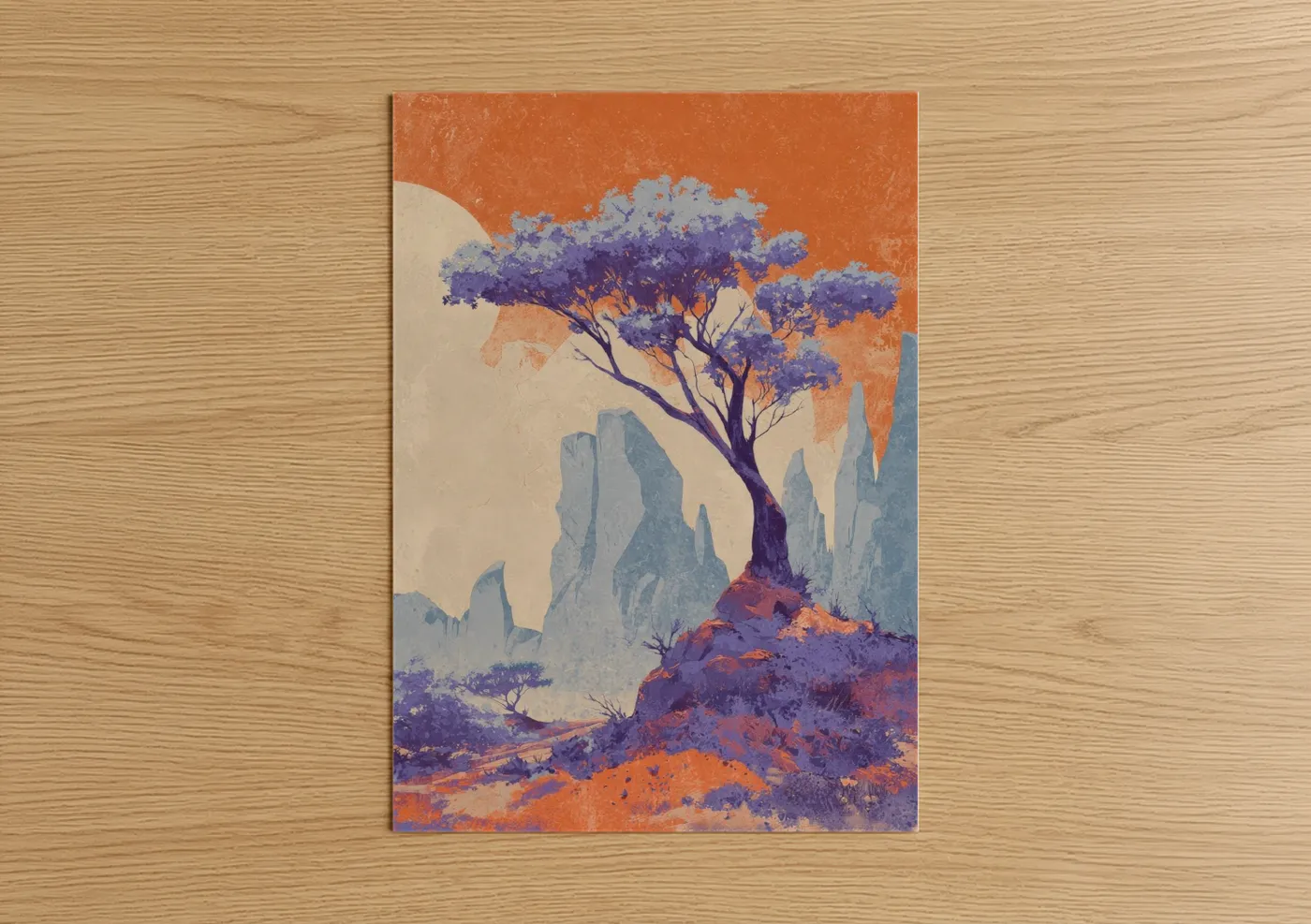Purple Desert Tree Landscape Wall Art