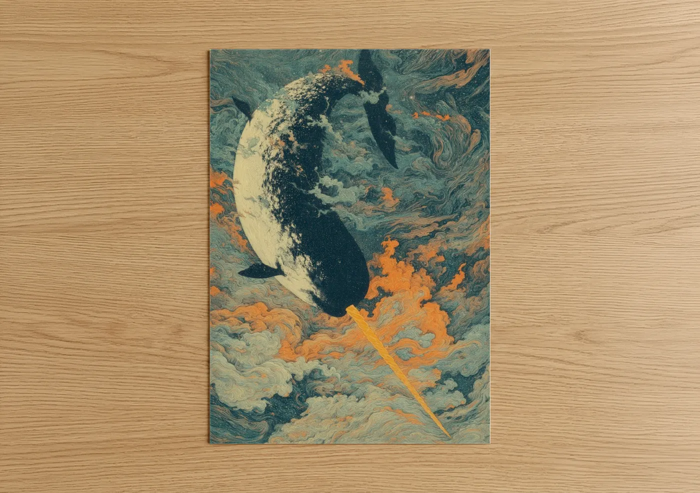 Cosmic Narwhal Space Art Illustration Wall Art