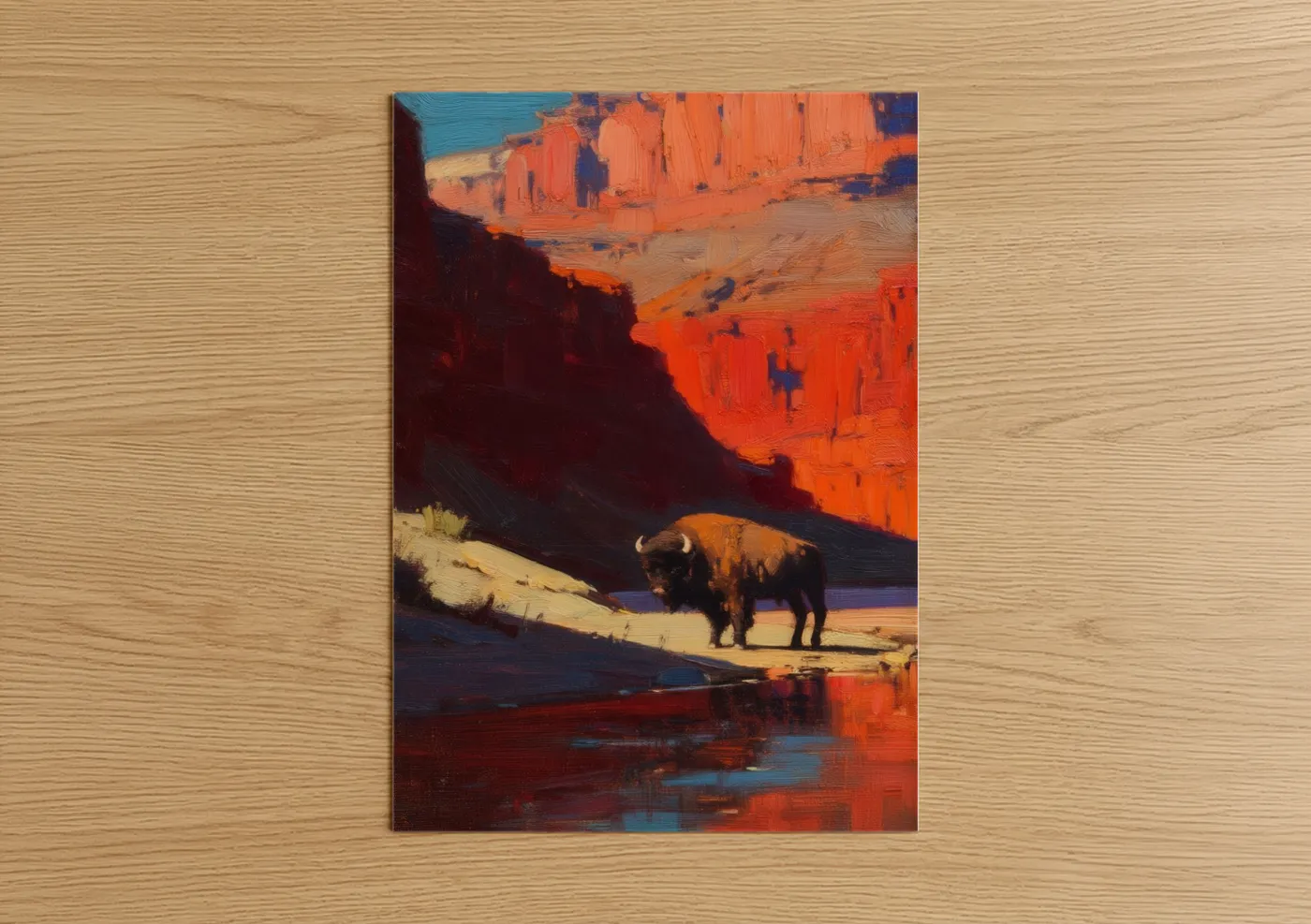Bison Canyon Landscape Oil Painting Wall Art