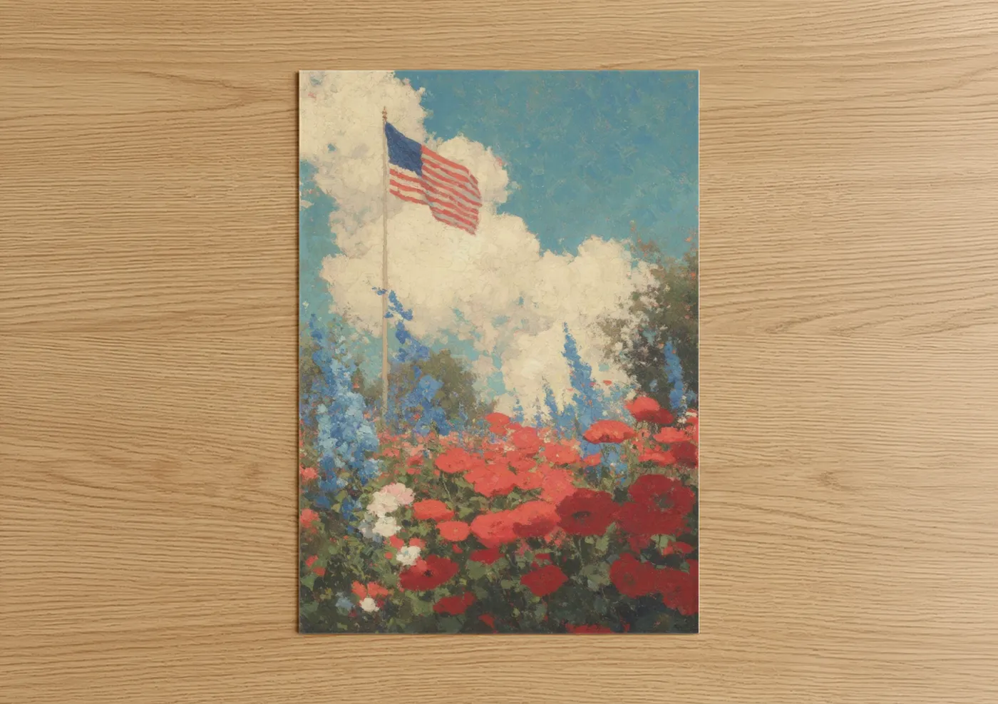 American Flag Patriotic Flowers Wall Art