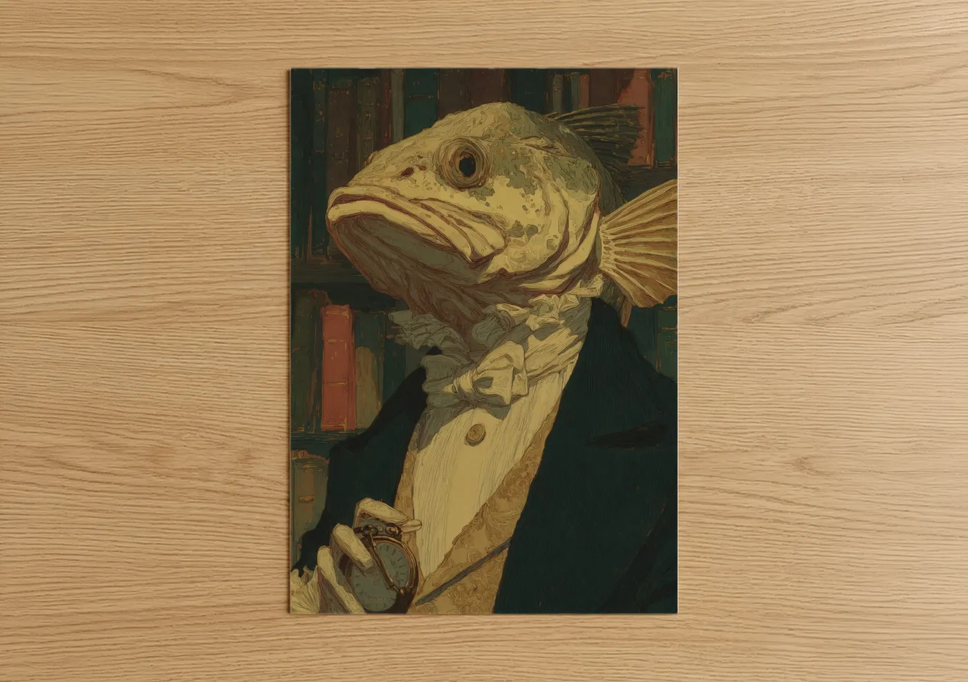 Scholarly Snook Fish Library Portrait Wall Art