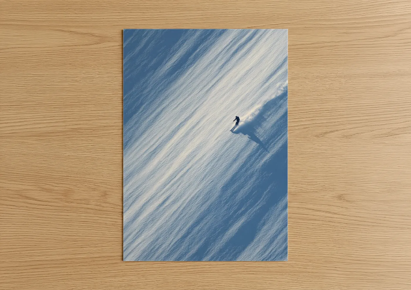 Skier Descending Snowy Mountain Slope Wall Art