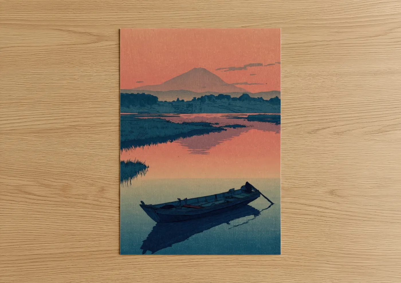 Misty River Sunrise with Mountain Wall Art