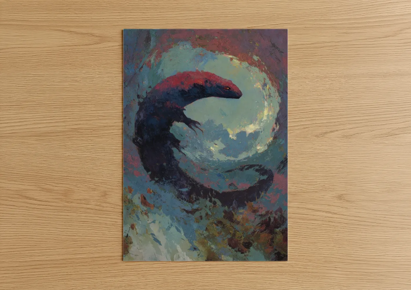 Moonlit Basilisk Mythical Creature Wall Art