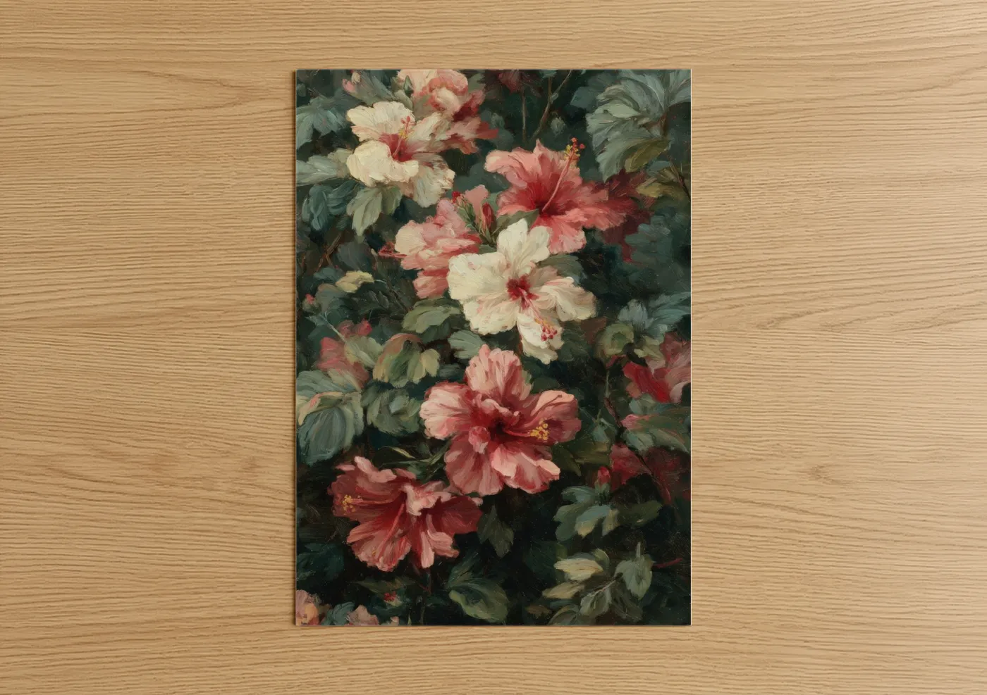 Romantic Hibiscus Garden Floral Wall Art