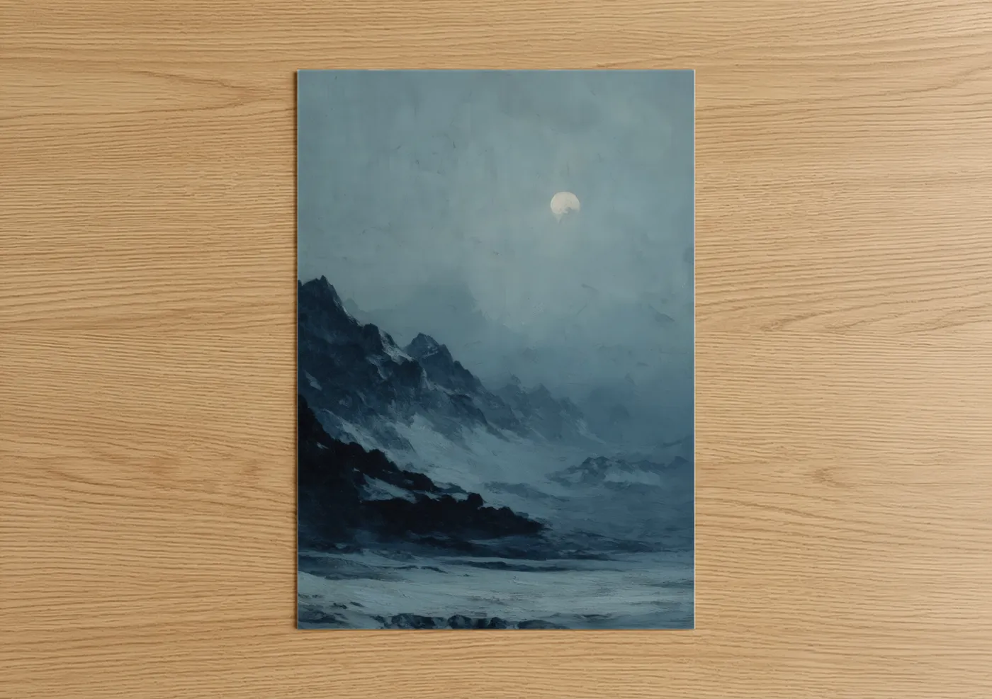 Moonlit Glacier Night Mountain Scene Wall Art