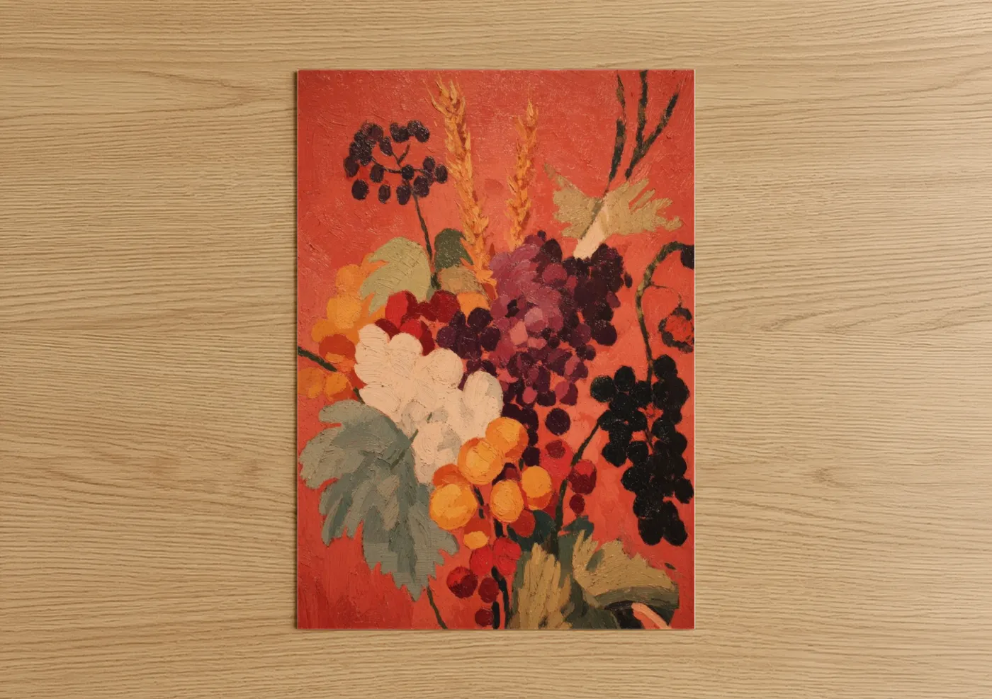 Autumn Grain Harvest Abstract Botanical Wall Art