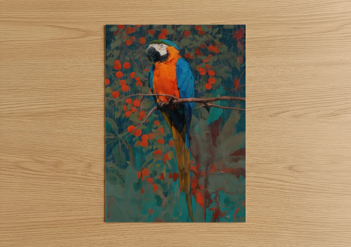 Scarlet Macaw Portrait Oil Painting Wall Art