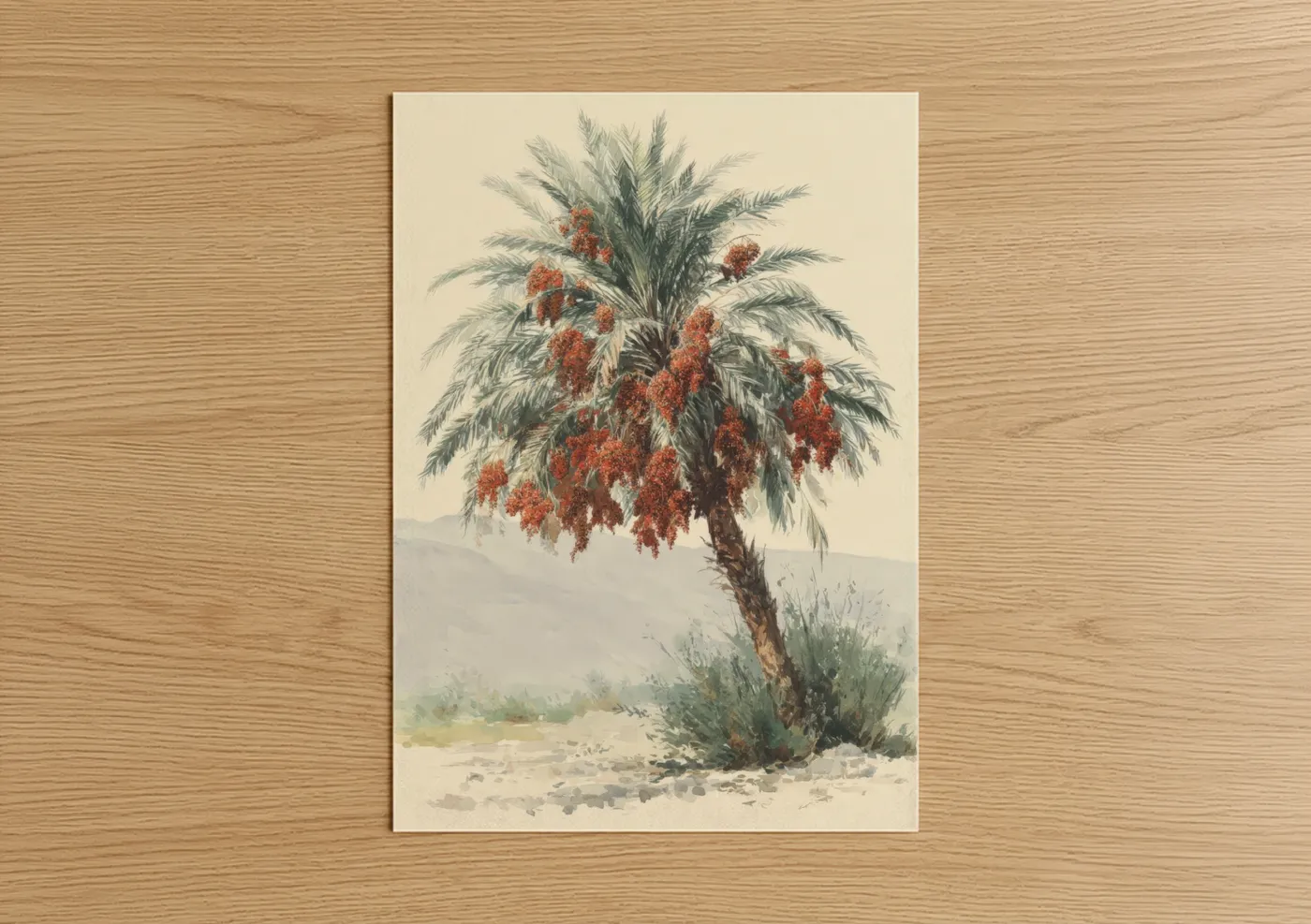 Date Palm Tree with Red Fruit Botanical Wall Art