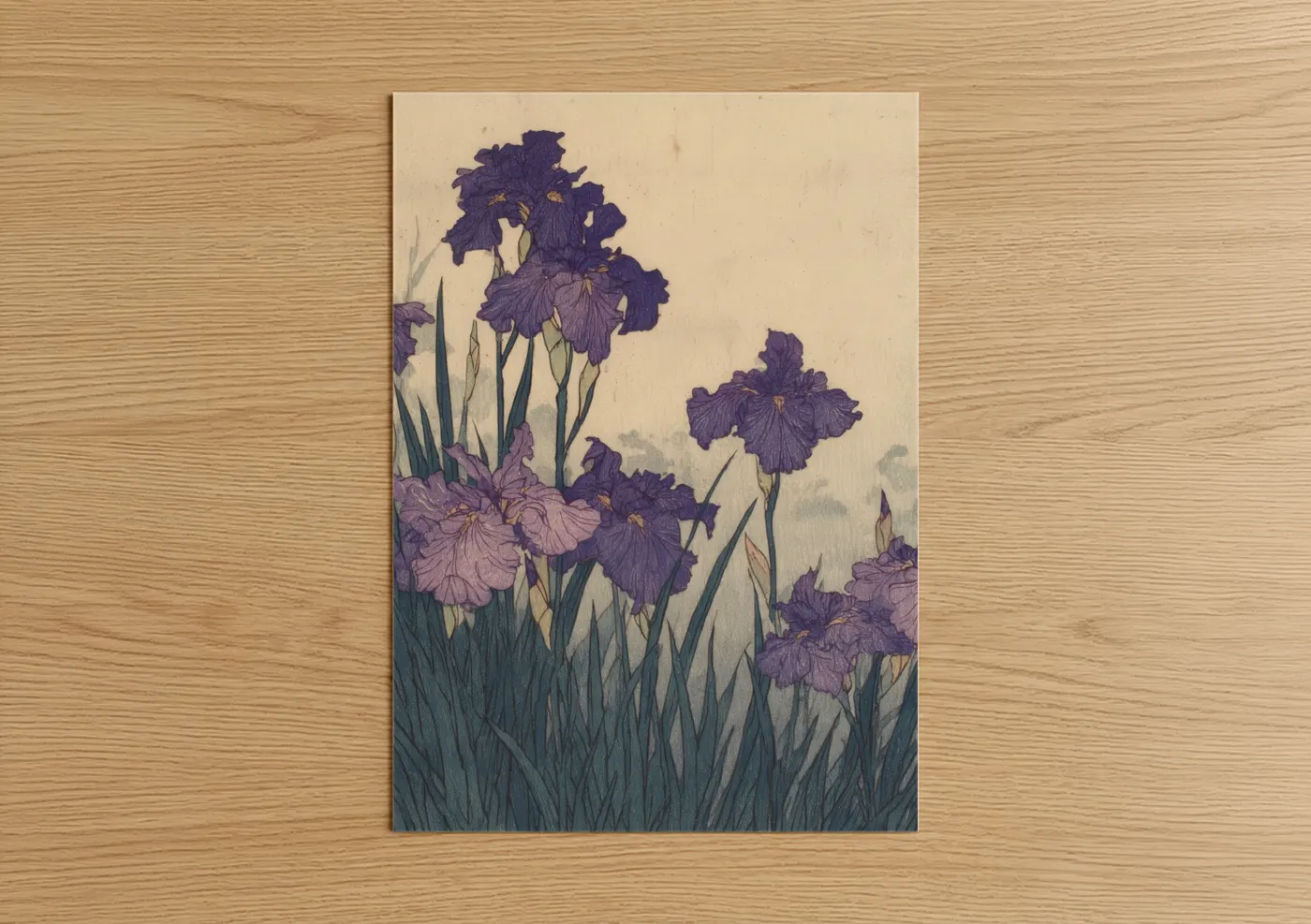 Purple Iris Garden Watercolor Botanical Wall Art