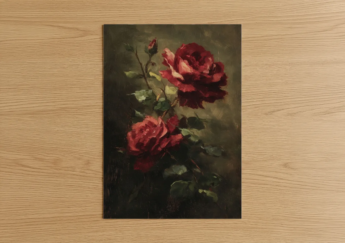 Crimson Rose Study Classic Oil Painting Wall Art