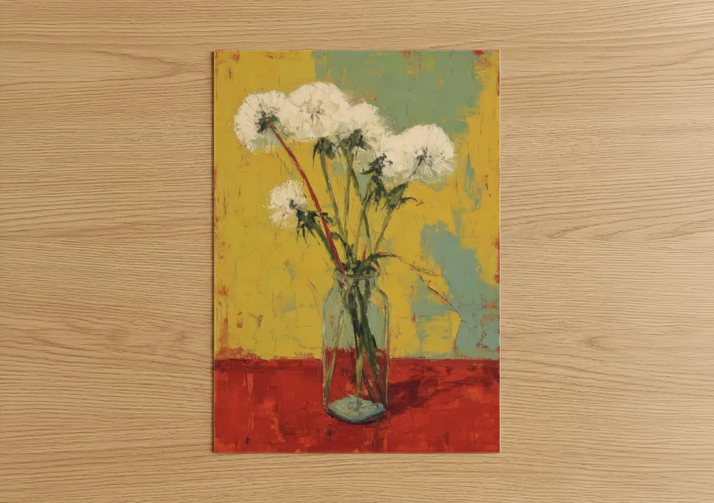 White Dandelion Modern Floral Wall Art