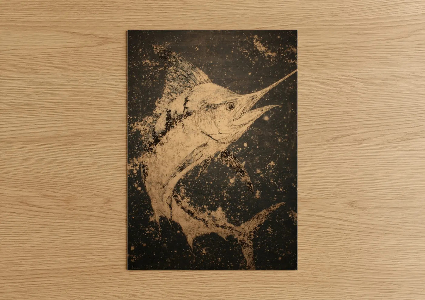 Golden Marlin Splatter Wall Art