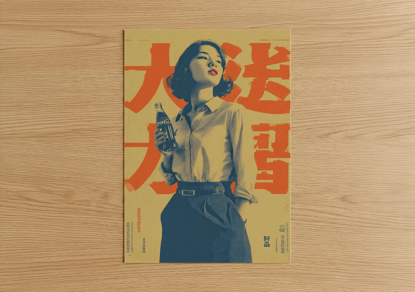 Vintage Japanese Coca-Cola Ad Poster Wall Art