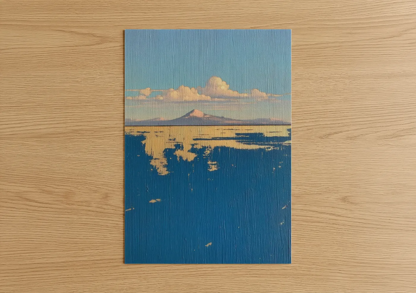 Golden Mountain Vista Abstract Landscape Wall Art