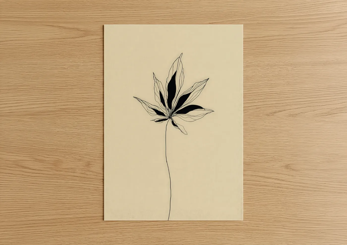 Minimalist Cannabis Line Art Botanical Wall Art