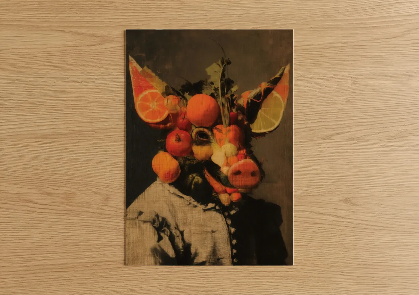 Fruit Surrealism Pig Portrait Wall Art
