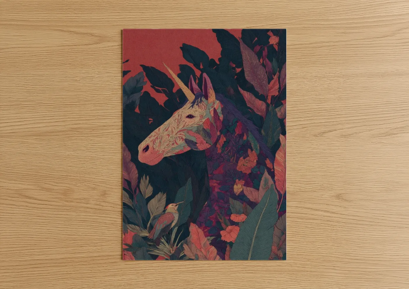 Enchanted Unicorn Botanical Fantasy Wall Art