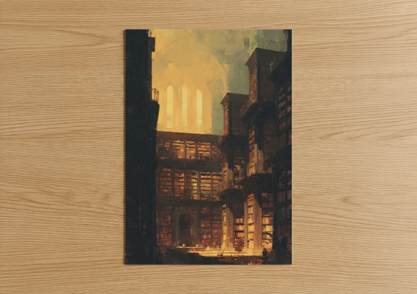 Golden Library Atrium Warm Light Wall Art