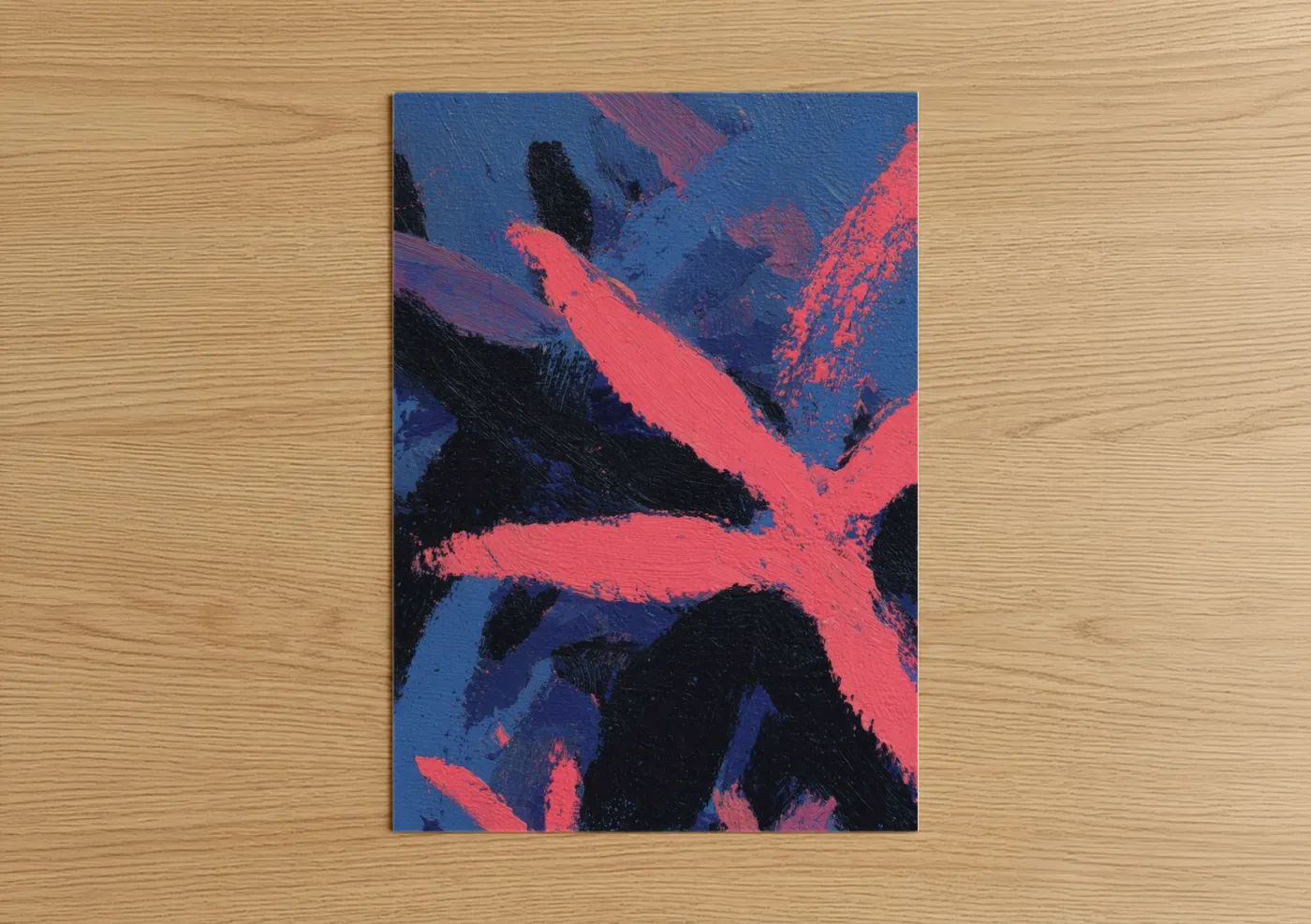 Neon Starfish Abstract Modern Wall Art