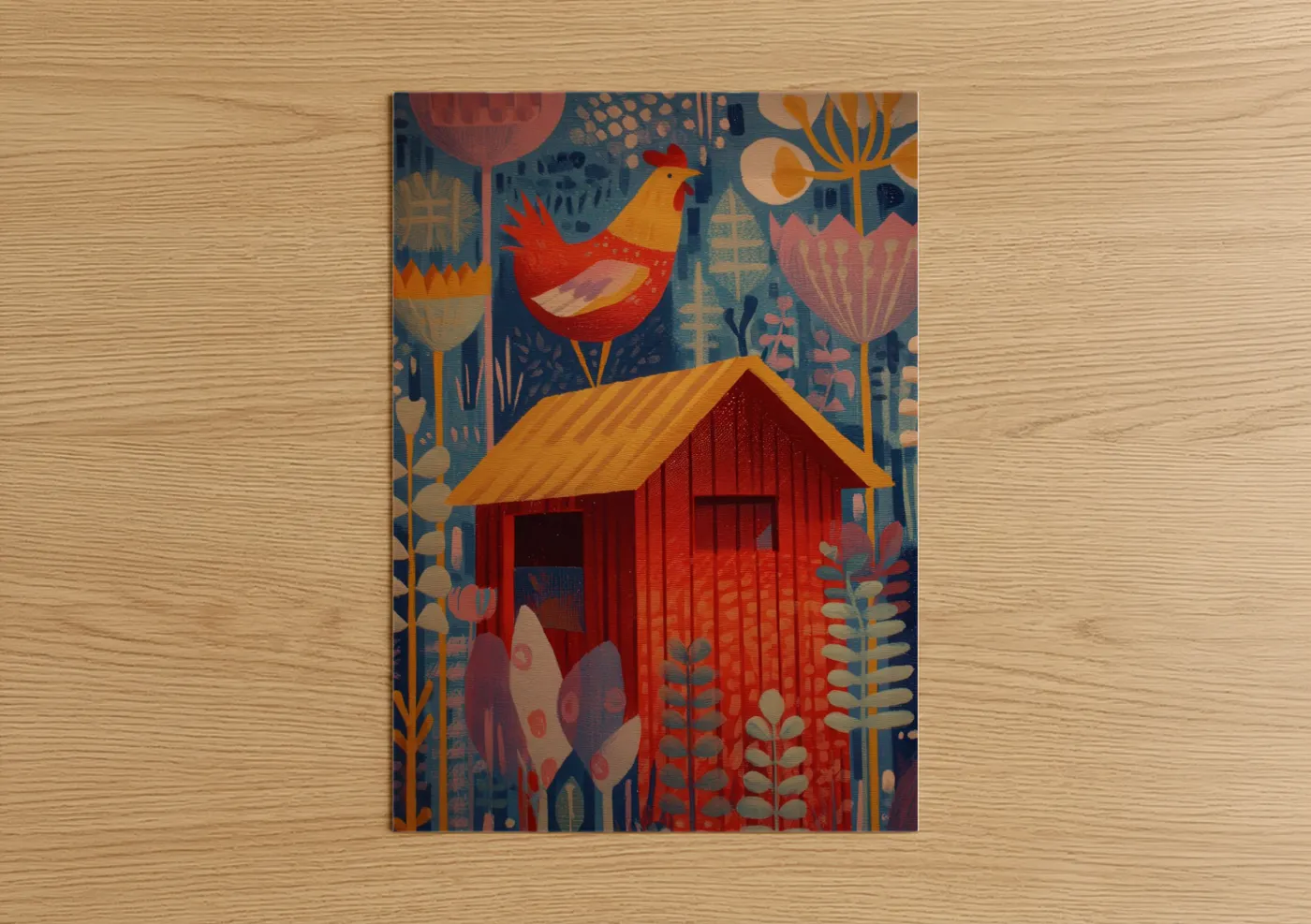 Red Rooster Farm Illustration Wall Art