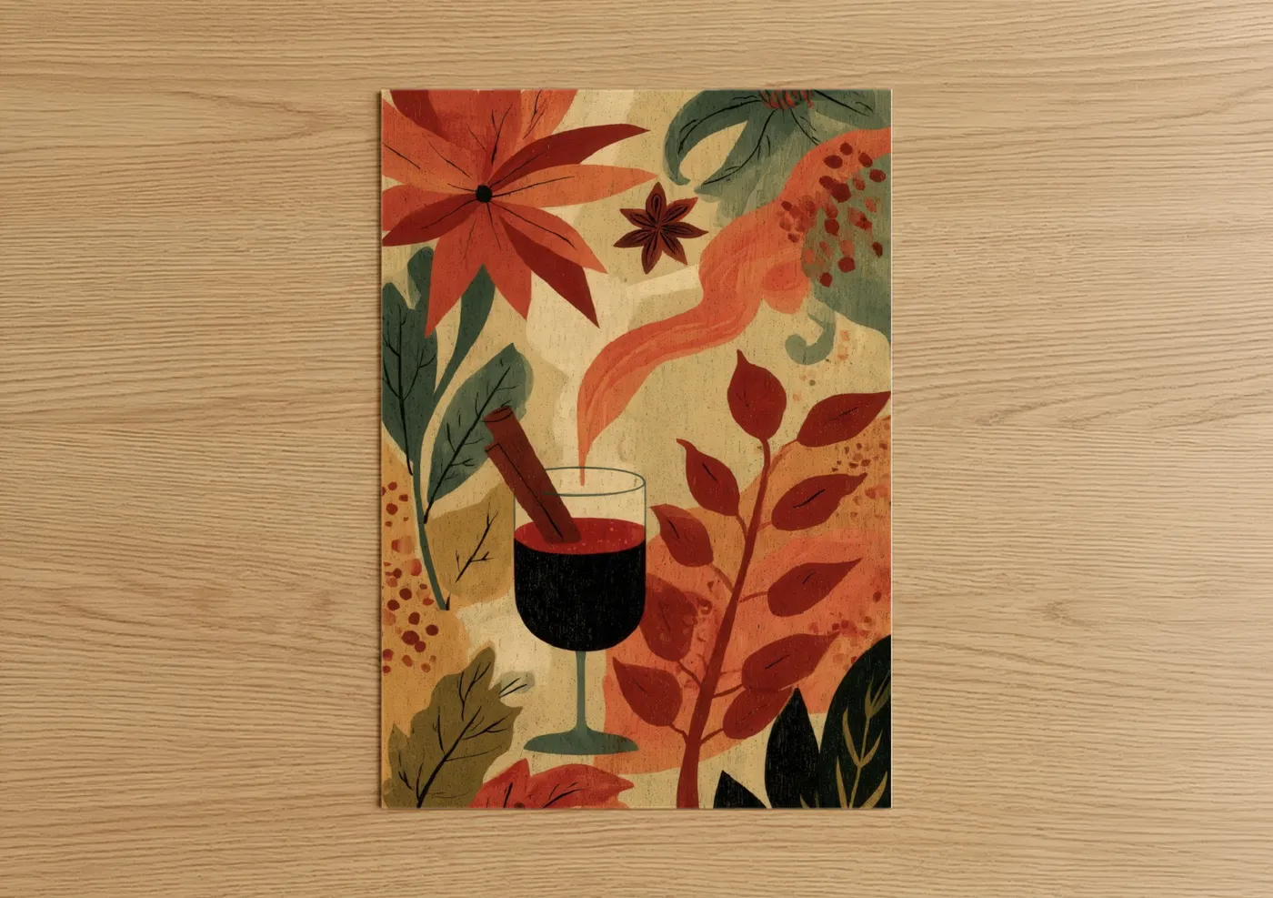 Autumn Cocktail Wine Illustration Art Wall Art