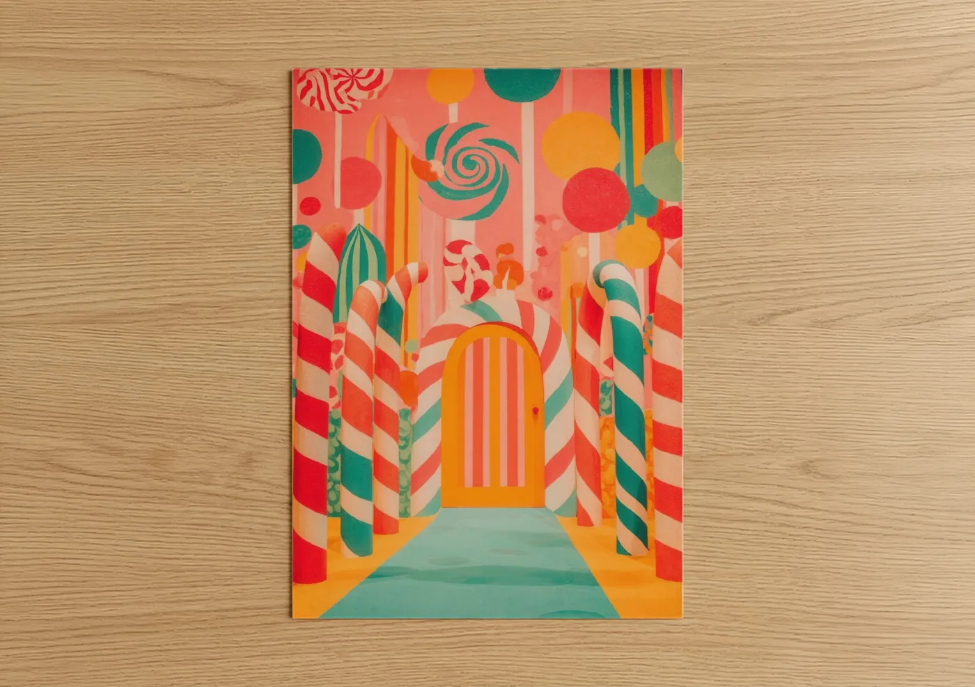 Candy Colored Gate Surreal Illustration Wall Art