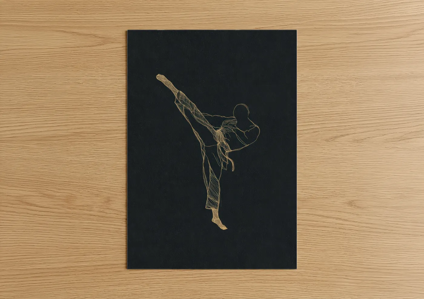 Golden Capoeira Kick Line Wall Art