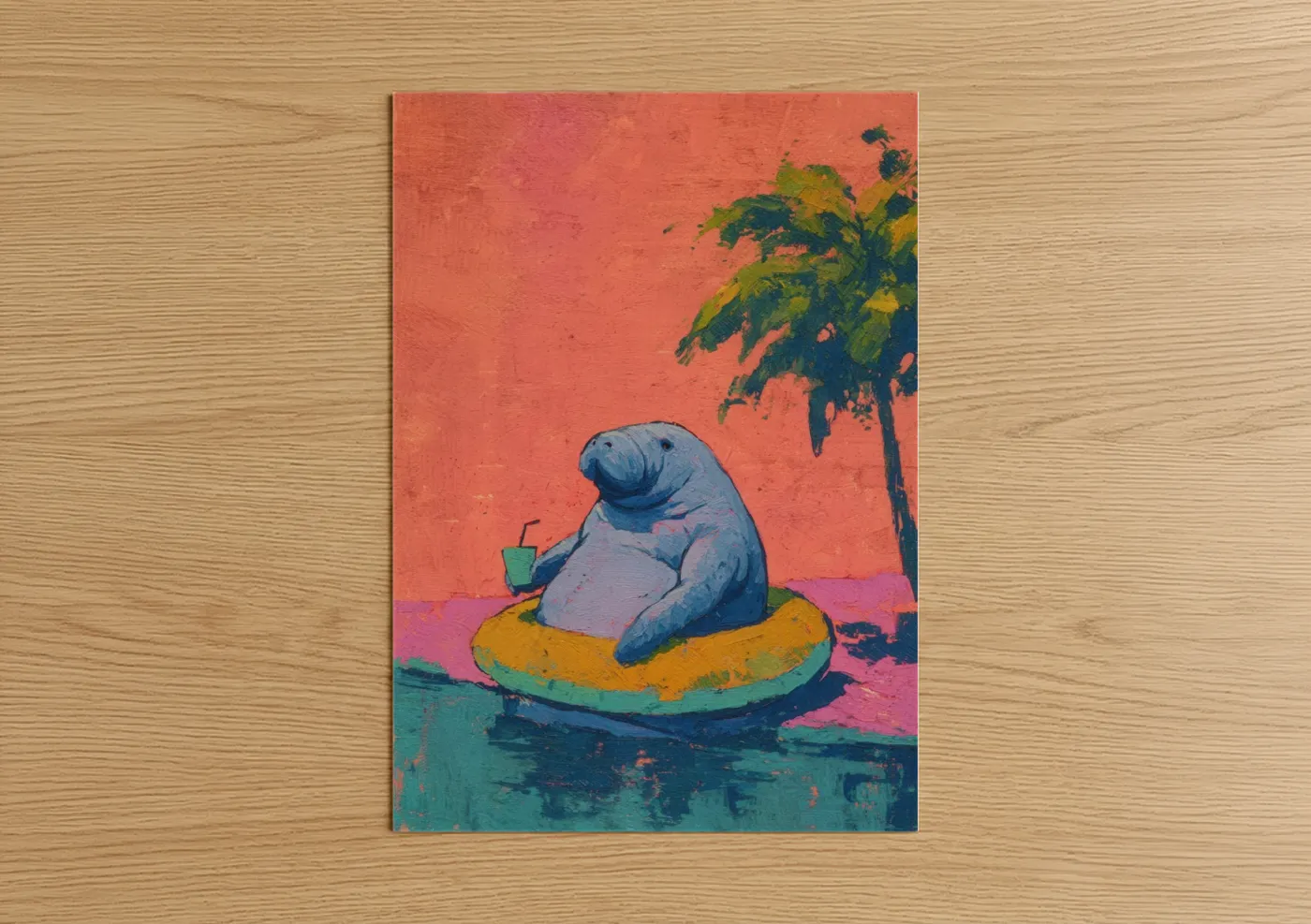 Tropical Manatee Relaxing Float Wall Art