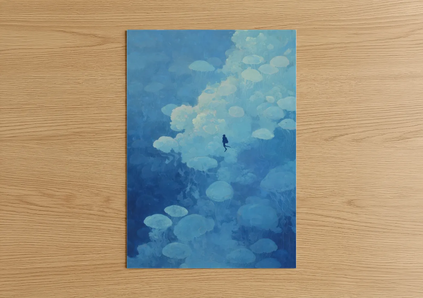 Jellyfish Dive Surreal Ocean Wall Art