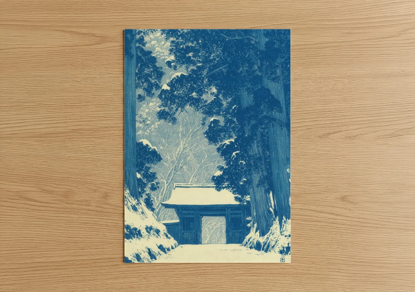 Snowy Winter Gate Japanese Wall Art