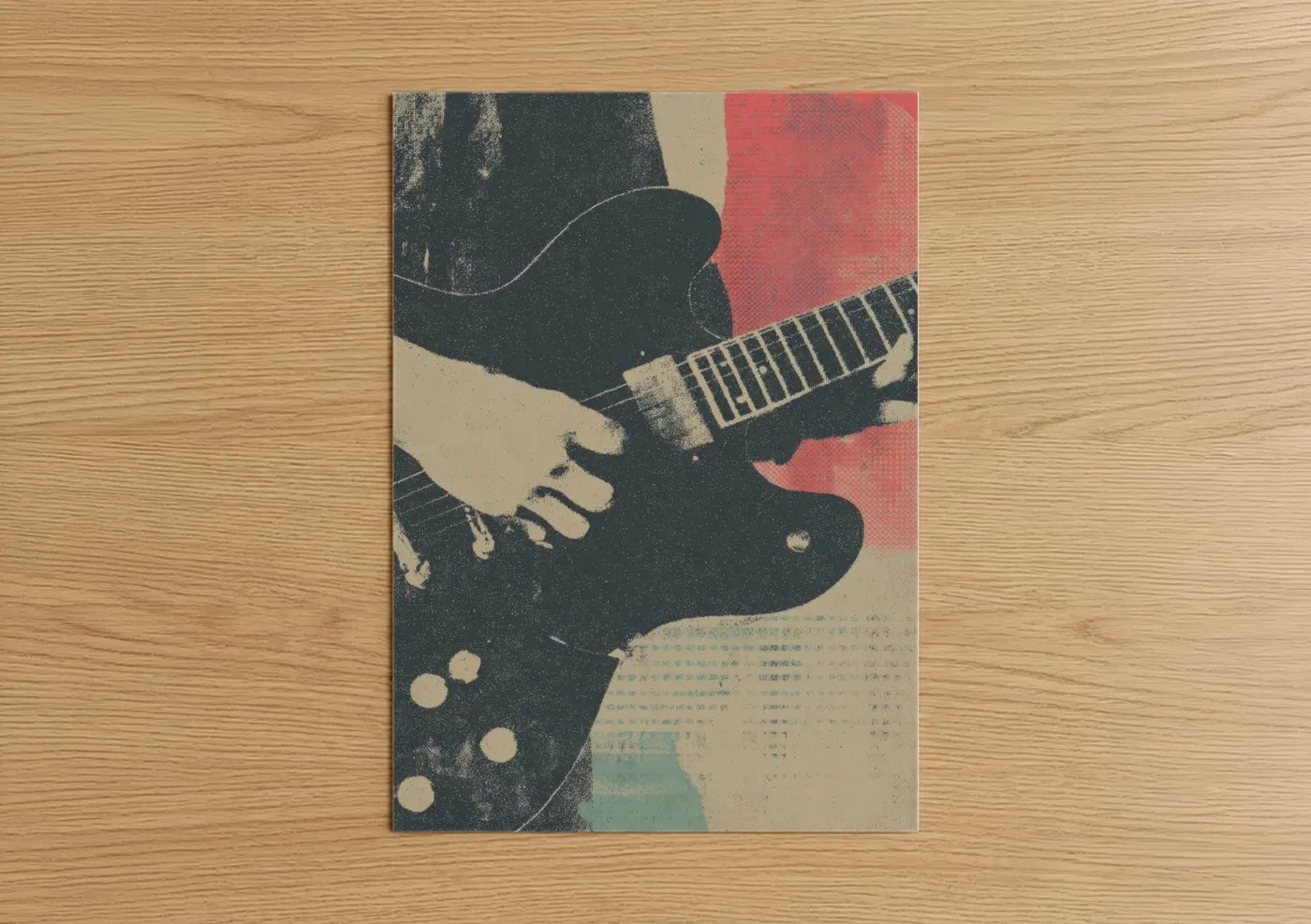 Vintage Rock Guitar Silhouette Art Wall Art