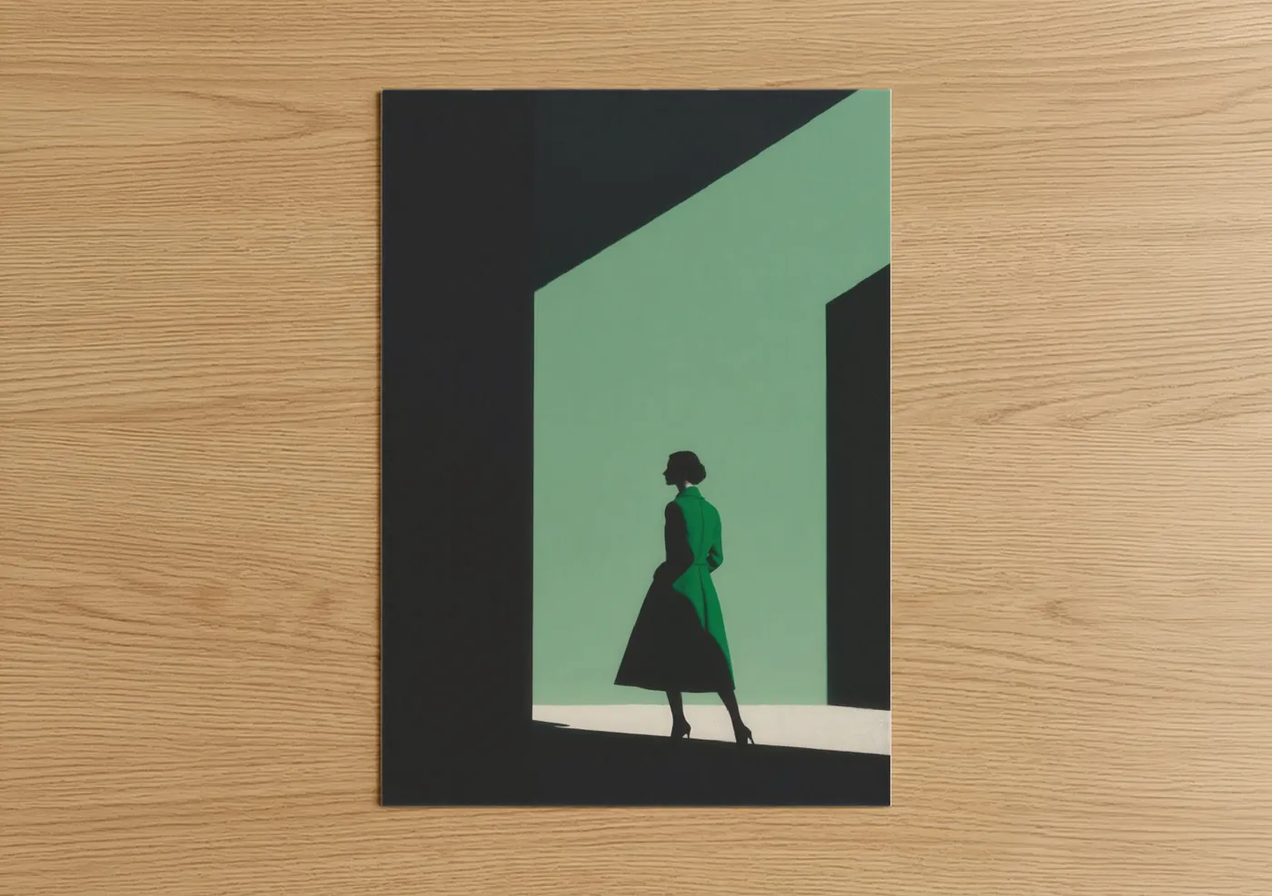 Sophisticated Woman Fashion Illustration Green Wall Art