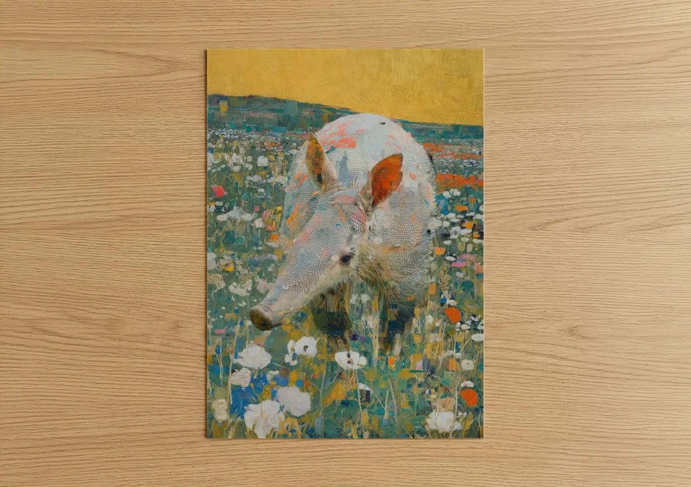Aardvark Wildflower Field Illustration Wall Art