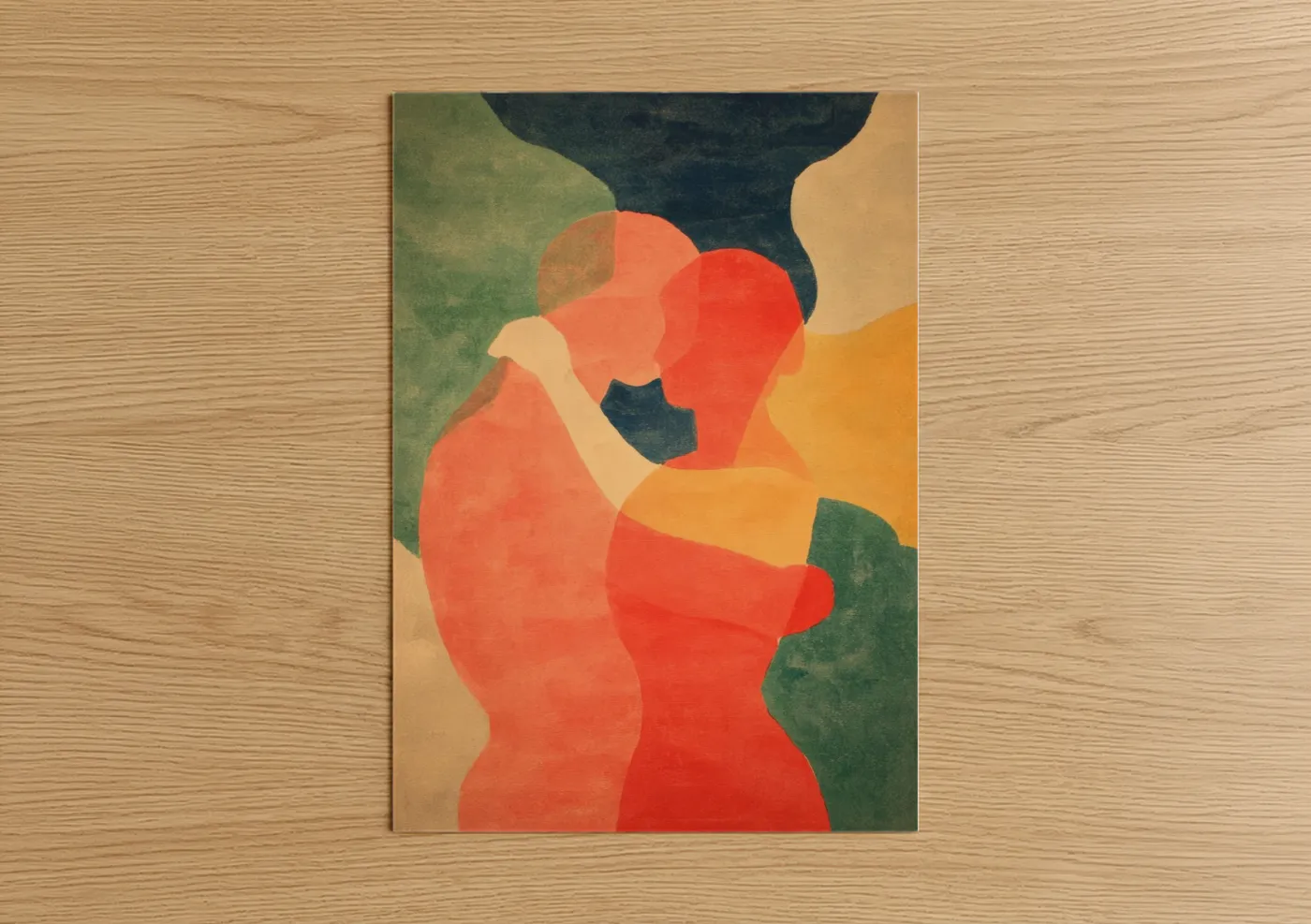 Abstract Couple Embracing Modern Wall Art