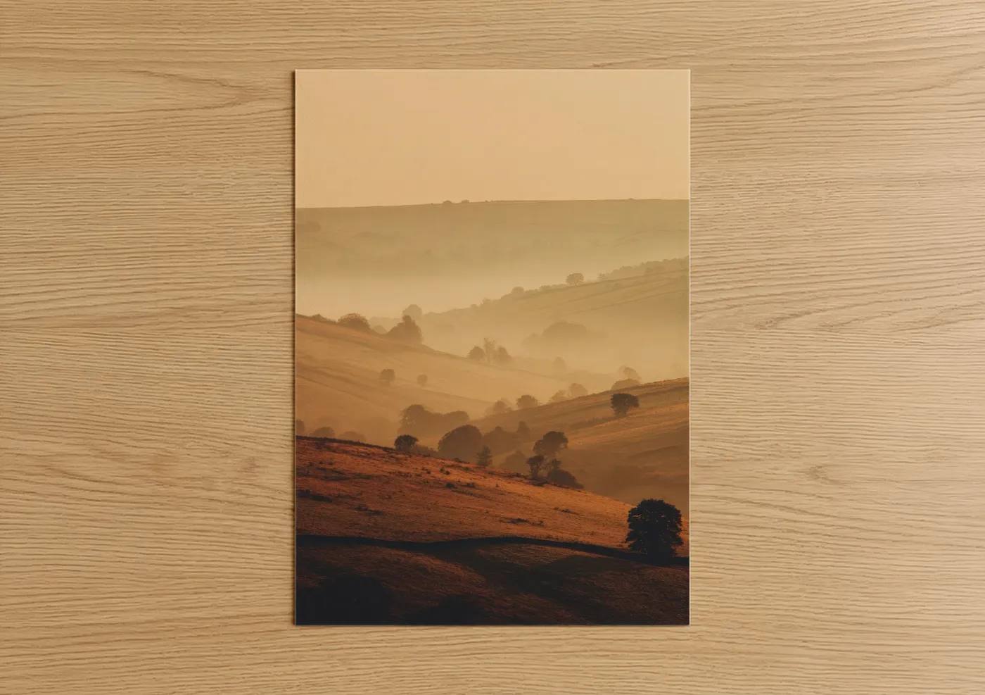Golden Mist Valley Landscape Wall Art