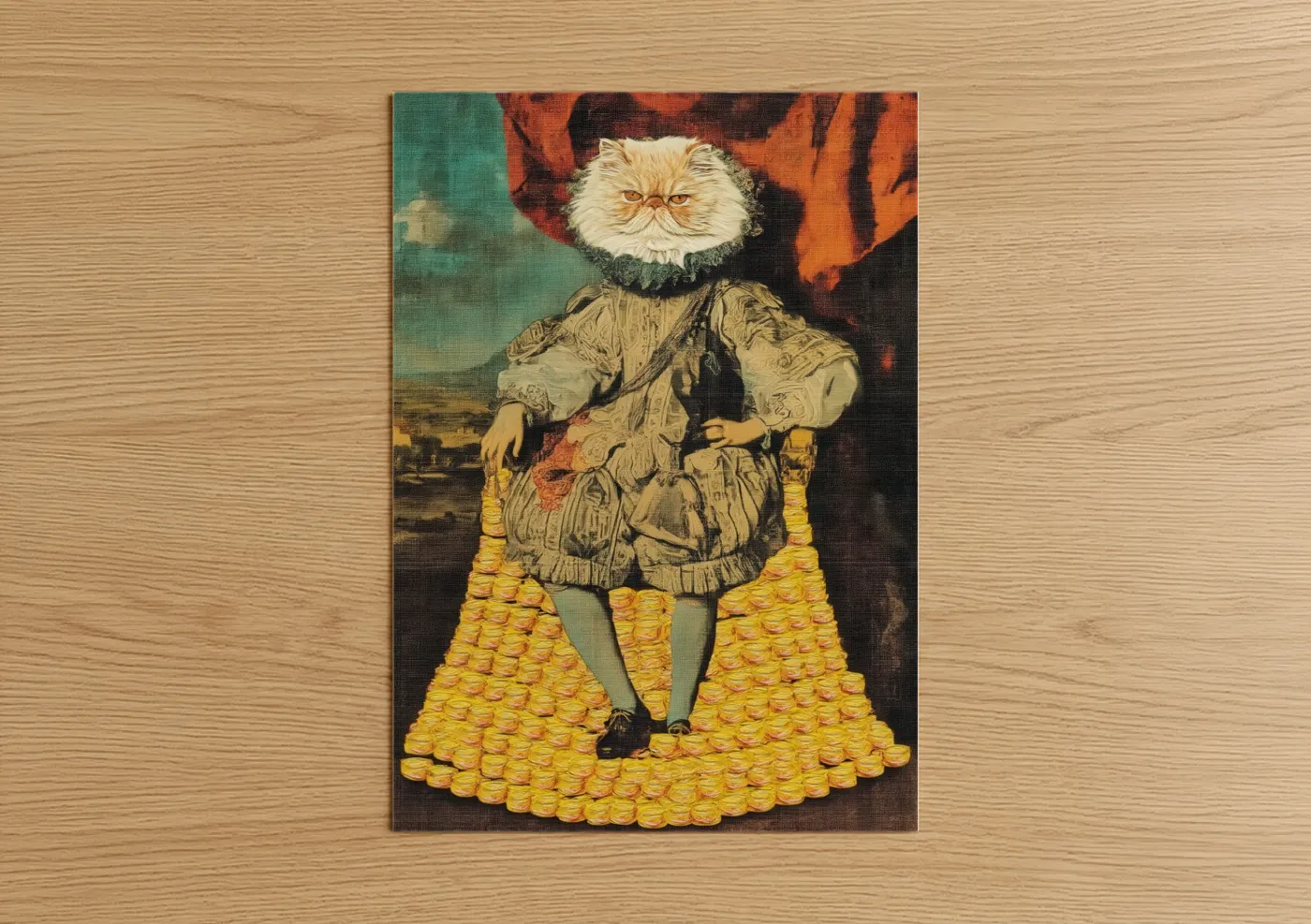 Regal White Cat Surreal Portrait Wall Art