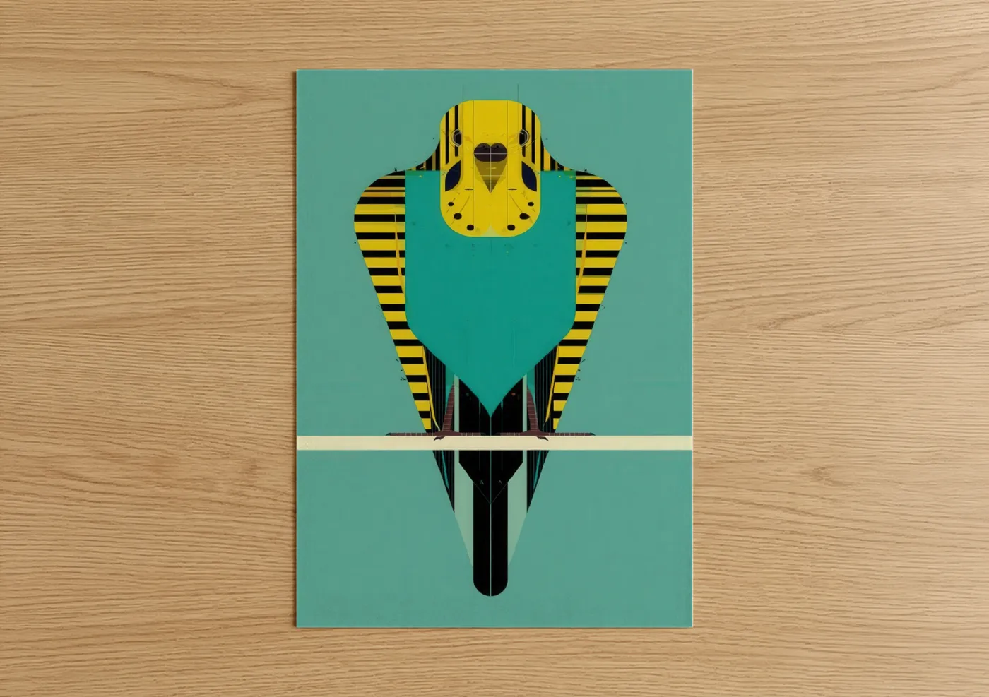 Yellow Budgerigar Modern Geometric Wall Art