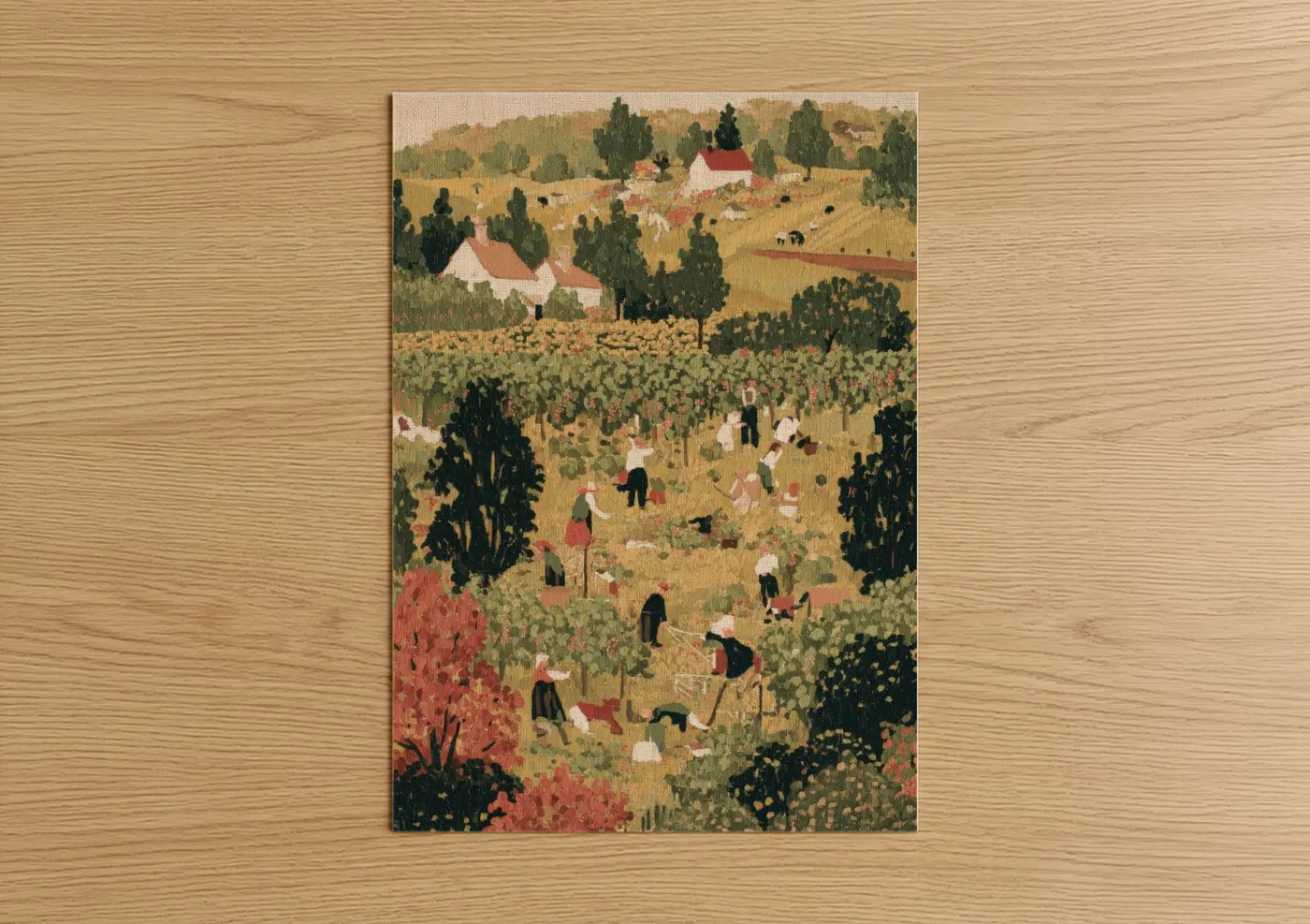 Harvest Vineyard Folk Art Illustration Wall Art