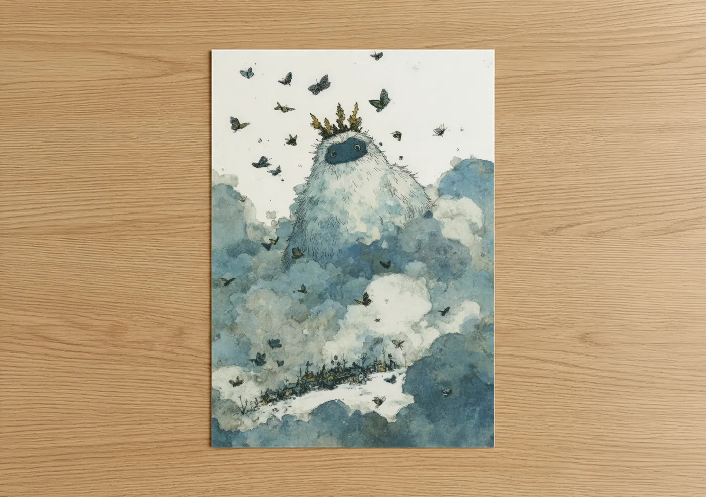 Cloud Guardian Yeti Watercolor Wall Art