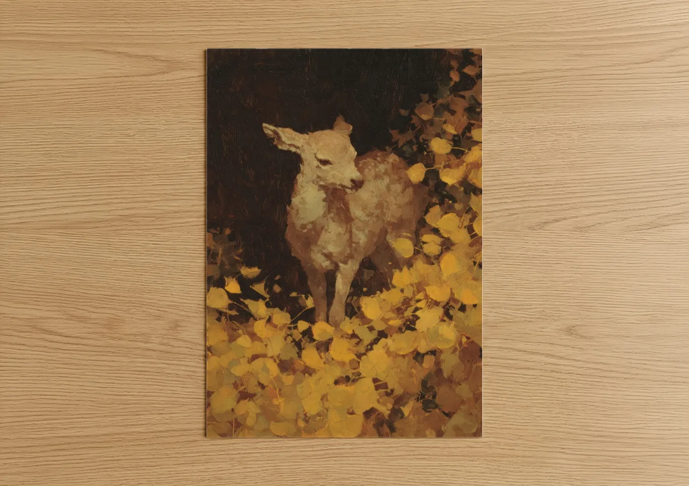 Golden Reindeer Autumn Leaves Wall Art