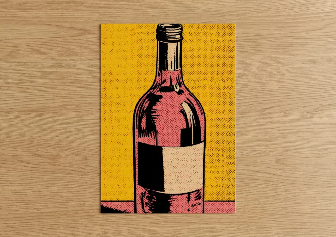 Rose Wine Pop Art Bottle Illustration Wall Art