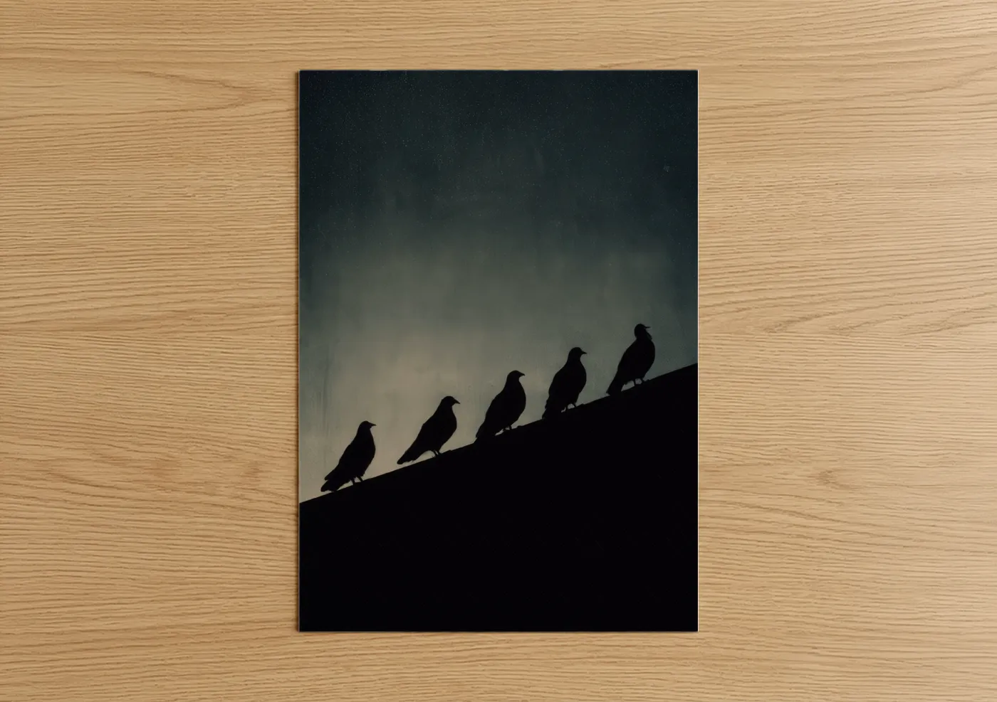 Silhouette Doves Night Sky Minimalist Wall Art